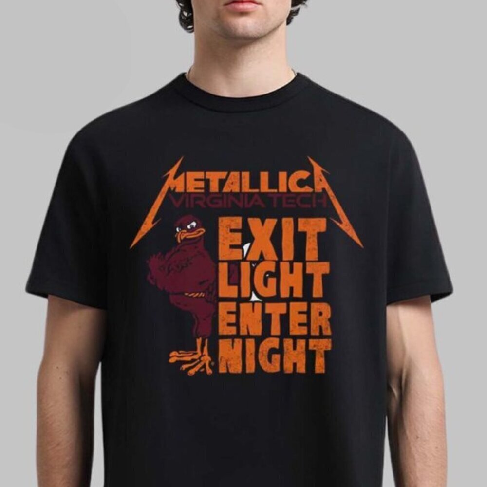 Metallica Virginia Tech 2025 Exit Light Enter Night Mascot Hokies Unisex T-Shirt